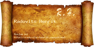 Radovits Henrik névjegykártya